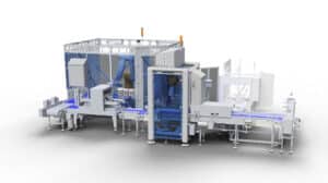 Robotic case packer for extremely small footprints